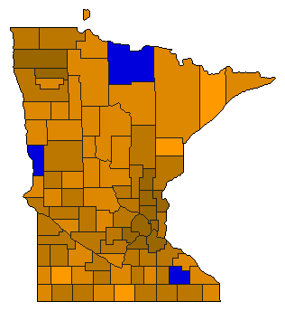 1966 Minnesota County Map of Democratic Primary Election Results for Governor