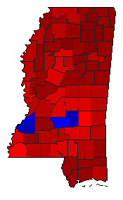 1966 Mississippi County Map of General Election Results for Senator