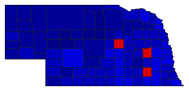 1966 Nebraska County Map of General Election Results for Senator