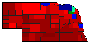 1966 Nebraska County Map of Democratic Primary Election Results for Governor