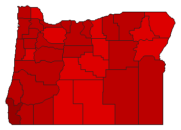 1966 Oregon County Map of Democratic Primary Election Results for Senator