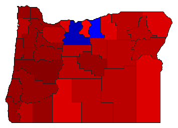 1966 Oregon County Map of Democratic Primary Election Results for Governor