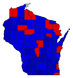 1966 Wisconsin County Map of General Election Results for Governor