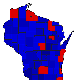 1966 Wisconsin County Map of General Election Results for State Treasurer