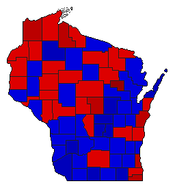 1966 Wisconsin County Map of General Election Results for Attorney General