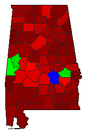 1968 Alabama County Map of General Election Results for Senator
