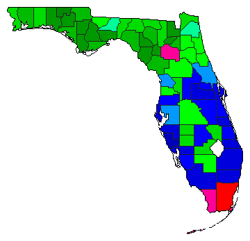 1968 Florida County Map of General Election Results for President