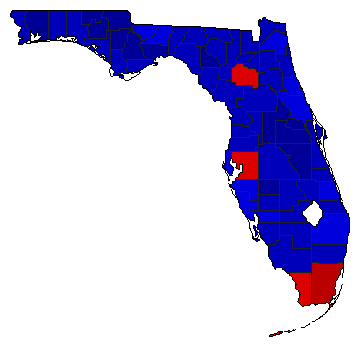 1968 Florida County Map of General Election Results for Senator
