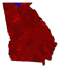 1968 Georgia County Map of General Election Results for Senator