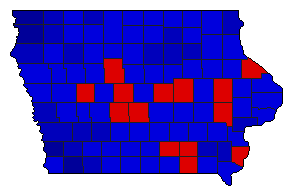 1968 Iowa County Map of General Election Results for Governor
