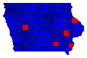 1968 Iowa County Map of General Election Results for Secretary of State