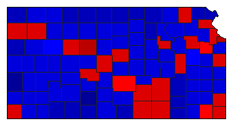 1968 Kansas County Map of General Election Results for Lt. Governor