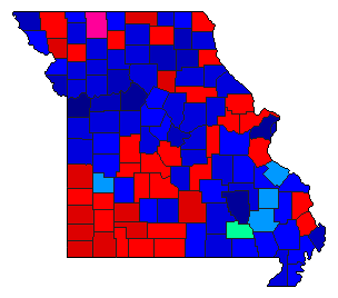 1968 Missouri County Map of Republican Primary Election Results for Lt. Governor