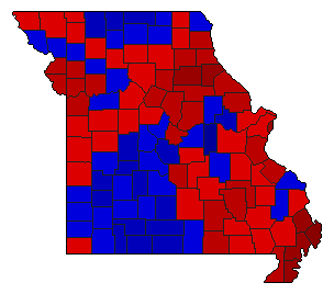 1968 Missouri County Map of General Election Results for Secretary of State