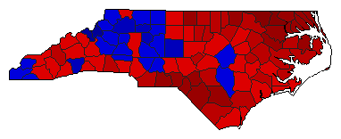 1968 North Carolina County Map of General Election Results for Lt. Governor
