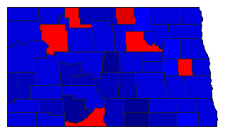 1968 North Dakota County Map of General Election Results for President