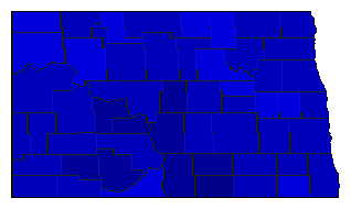 1968 North Dakota County Map of General Election Results for Secretary of State