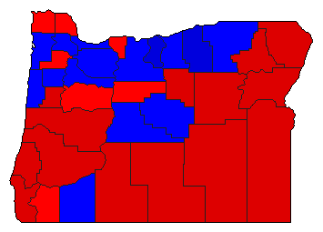 1968 Oregon County Map of Democratic Primary Election Results for Senator