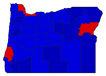 1968 Oregon County Map of General Election Results for Secretary of State