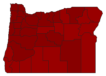 1968 Oregon County Map of Democratic Primary Election Results for Secretary of State