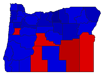 1968 Oregon County Map of Republican Primary Election Results for Secretary of State