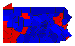 1968 Pennsylvania County Map of General Election Results for President