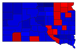 1968 South Dakota County Map of General Election Results for President