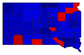 1968 South Dakota County Map of General Election Results for Secretary of State