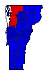 1968 Vermont County Map of General Election Results for President