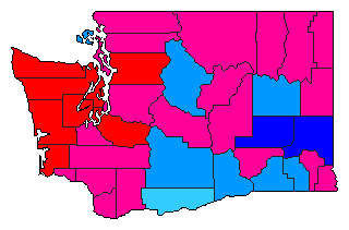 1968 Washington County Map of Open Primary Election Results for Lt. Governor