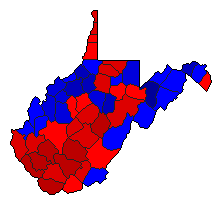 1968 West Virginia County Map of General Election Results for President