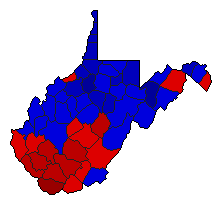 1968 West Virginia County Map of General Election Results for Governor
