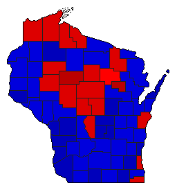 1968 Wisconsin County Map of General Election Results for Governor