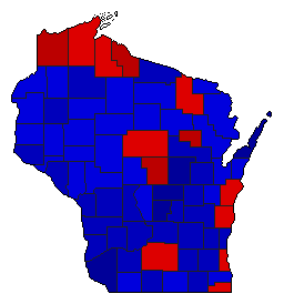 1968 Wisconsin County Map of General Election Results for State Treasurer