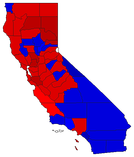 1968 California County Map of General Election Results for Senator