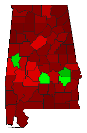 1970 Alabama County Map of General Election Results for Governor