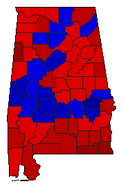 1970 Alabama County Map of Democratic Runoff Election Results for Governor