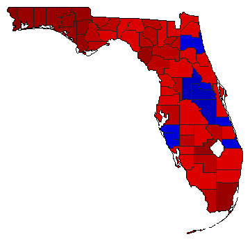 1970 Florida County Map of General Election Results for Governor