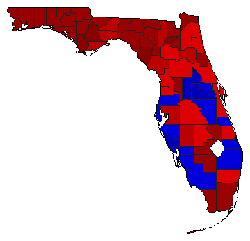 1970 Florida County Map of General Election Results for Secretary of State
