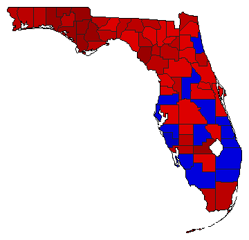 1970 Florida County Map of General Election Results for State Treasurer