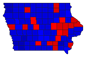 1970 Iowa County Map of General Election Results for Governor