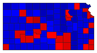 1970 Kansas County Map of General Election Results for Lt. Governor