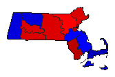 1970 Massachusetts County Map of General Election Results for Secretary of State