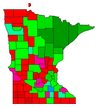 1970 Minnesota County Map of Democratic Primary Election Results for Lt. Governor