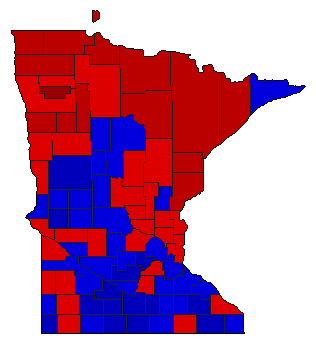 1970 Minnesota County Map of General Election Results for Secretary of State