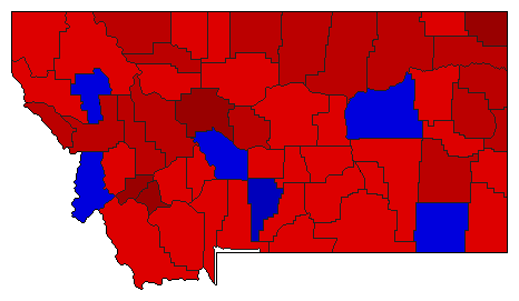 1970 Montana County Map of General Election Results for Senator