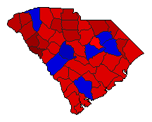 1970 South Carolina County Map of General Election Results for Lt. Governor