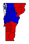 1970 Vermont County Map of Democratic Primary Election Results for Governor