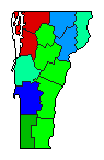 1970 Vermont County Map of Democratic Primary Election Results for Lt. Governor