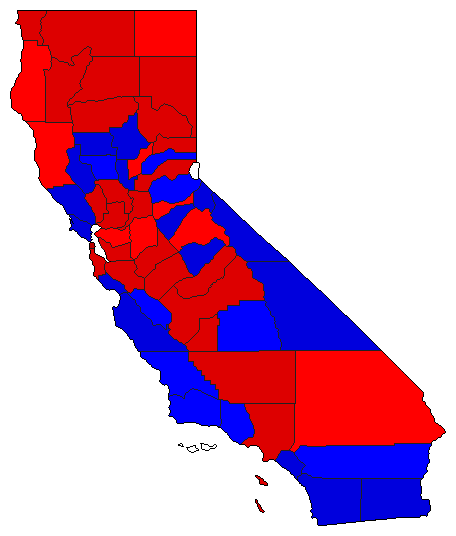 1970 California County Map of General Election Results for Secretary of State
